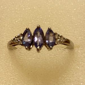 Sterling silver genuine tanzanite ring